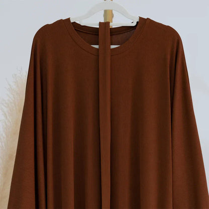 Ariane - Abaya Elegante di Maglia con Cintura e Tasche Laterales