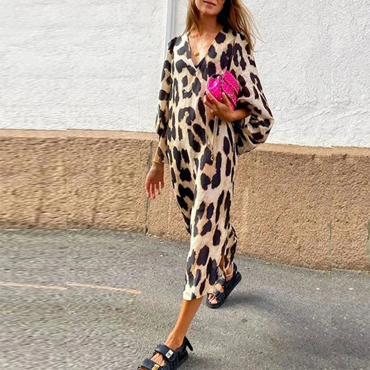 Zarina | Abito Maxi di Viscosa con Stampato di Leopardato