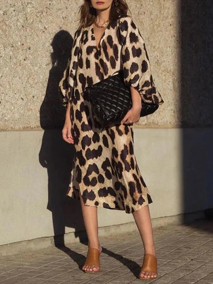Zarina | Abito Maxi di Viscosa con Stampato di Leopardato