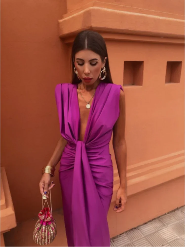 Abito Plissettato Elegante - Silhouette Raffinata donna