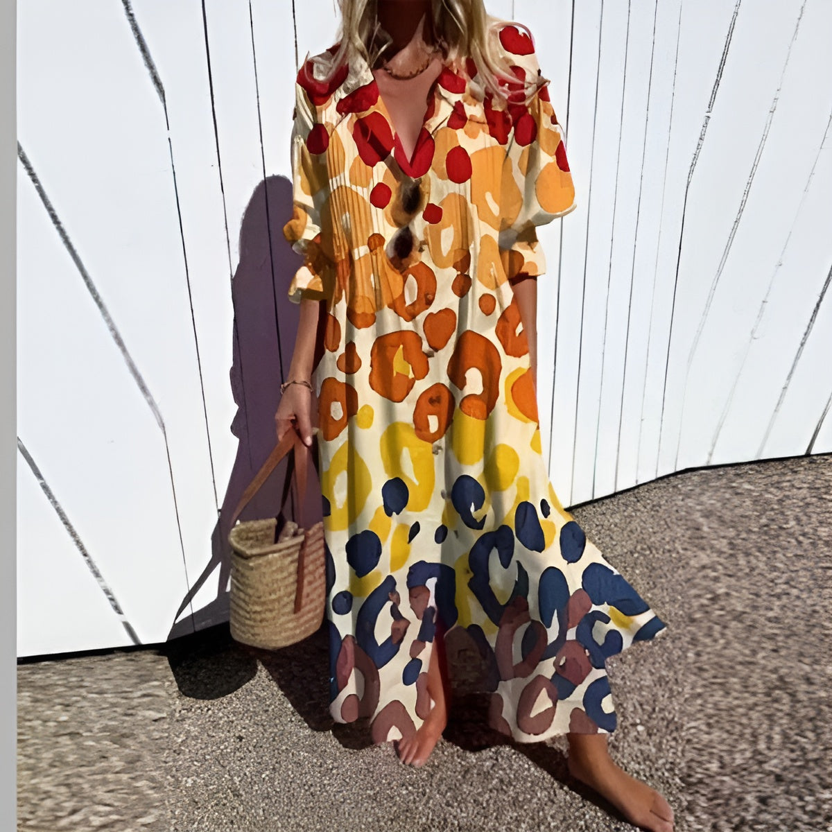 Hannah | Abito di Smock con bottoni Floreali