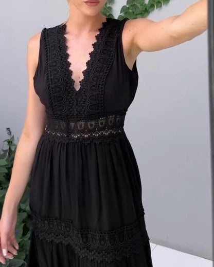 Mirna - Abito con spalline in pizzo con scollo a V