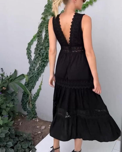 Mirna - Abito con spalline in pizzo con scollo a V