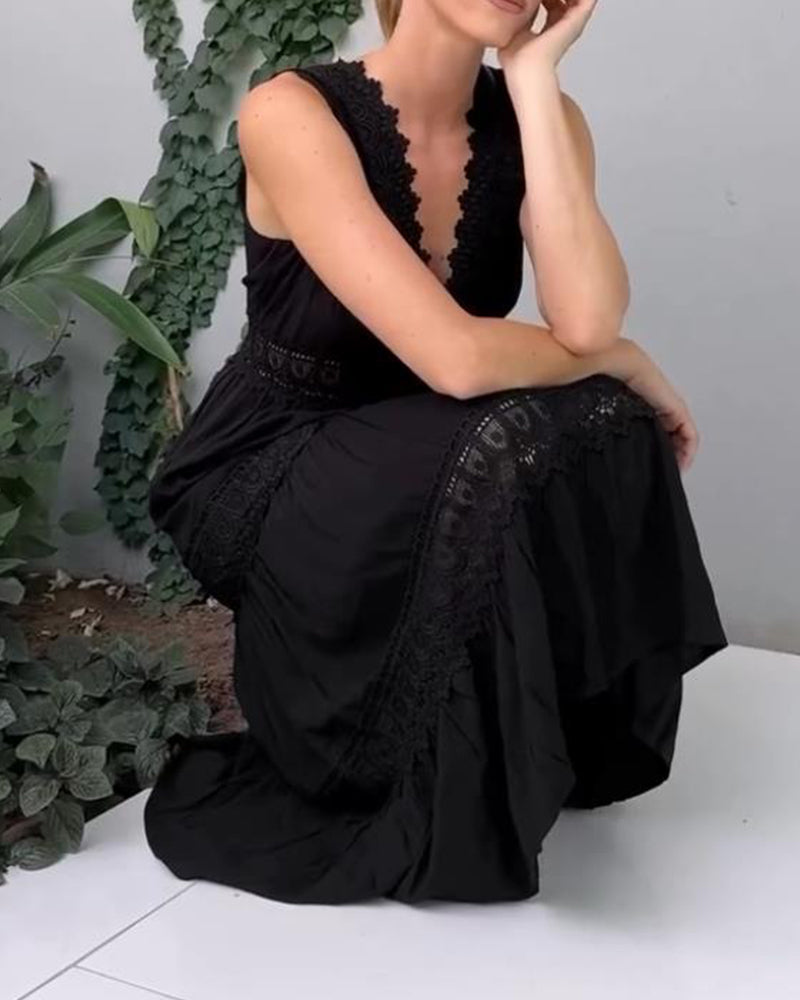 Mirna - Abito con spalline in pizzo con scollo a V