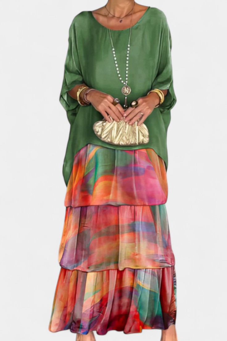 Caroline Abito maxi di Batwing con Stampa