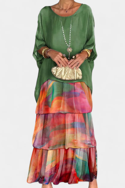 Caroline Abito maxi di Batwing con Stampa