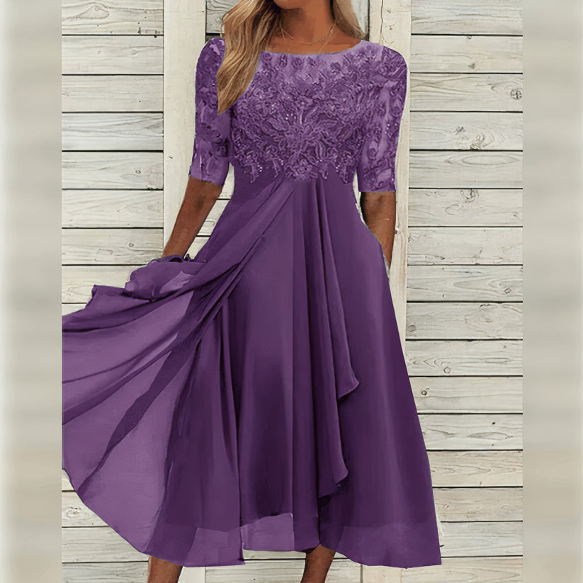 Taryn® | Abito Midi di Pizzo Elegante