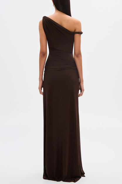 Eranda Abito maxi di Rete Drapada Off-Shoulder