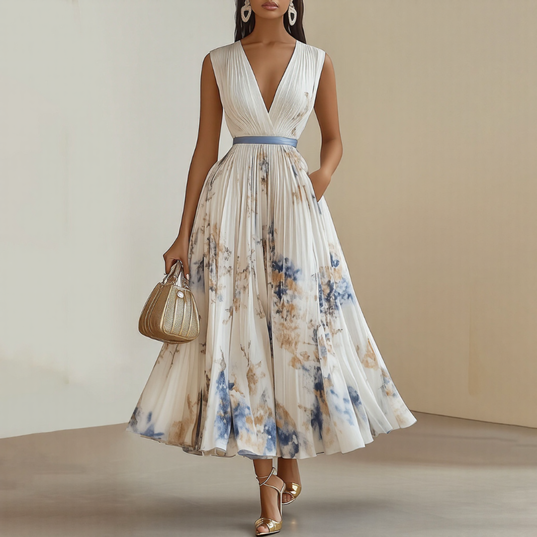Abito Maxi Plissettato Elegante Roma