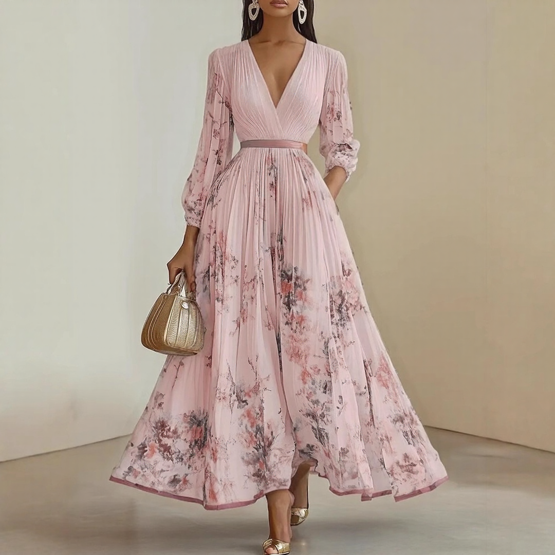 Abito Maxi Plissettato Elegante Roma