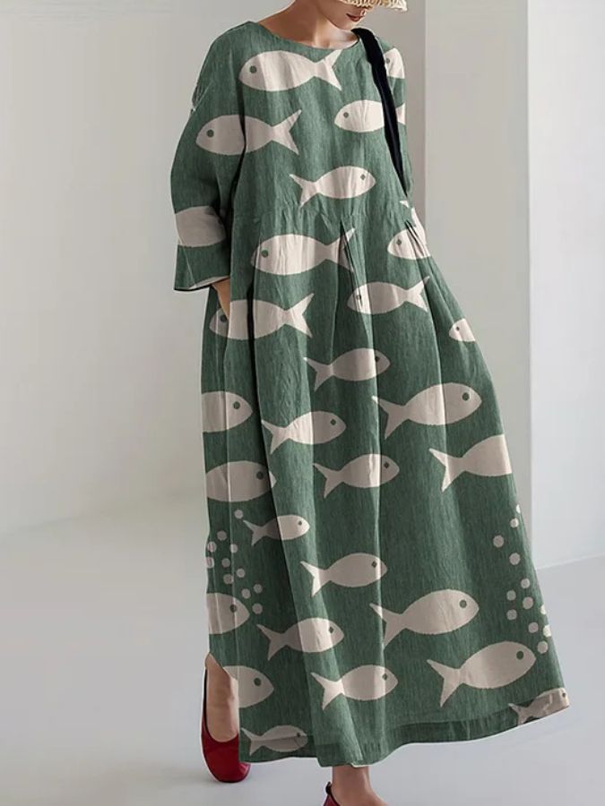 Jolie - Abito midi Largo di Stampa di Peces alla moda