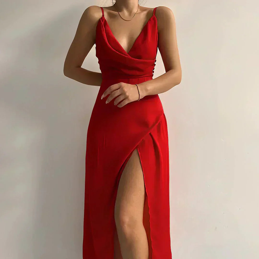 Ophelia™ - ABITO ELEGANTE CON SCOLLO DRAPEADO E RENDIJA
