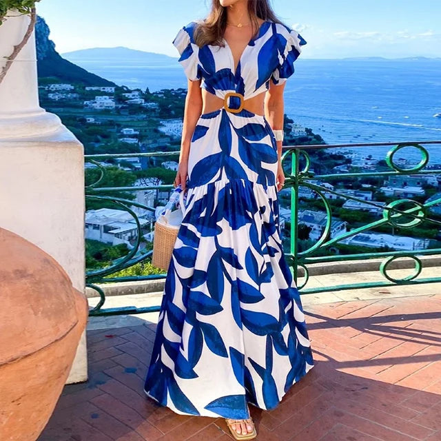 Maxi Mariposa di Estate: Abito di Moda per Donne con Scollo a V e Espalda Descubierta