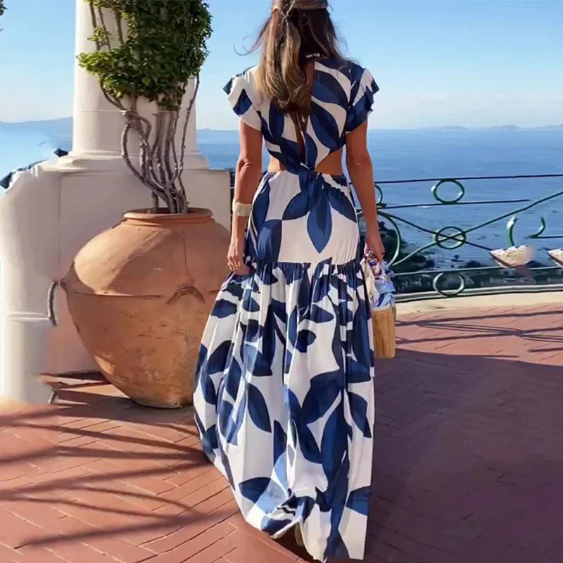 Maxi Mariposa di Estate: Abito di Moda per Donne con Scollo a V e Espalda Descubierta
