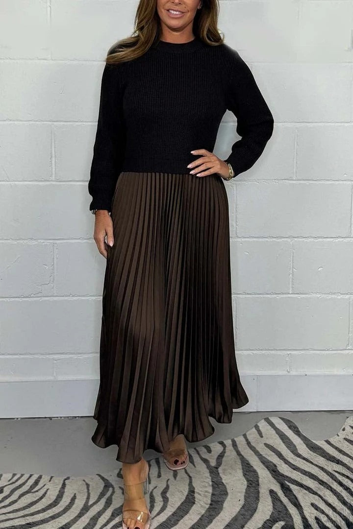 CAMILLA – ABITO MAXI CON MAGLIONE E GONNA PLISSETTATA
