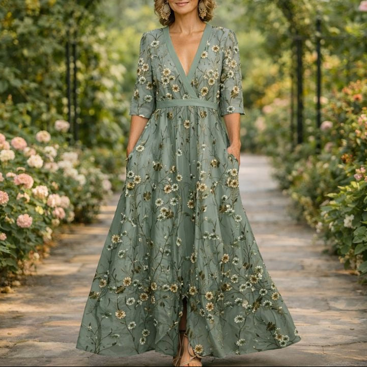 Abito lungo con scollo a V - Eleganza Senza tempo