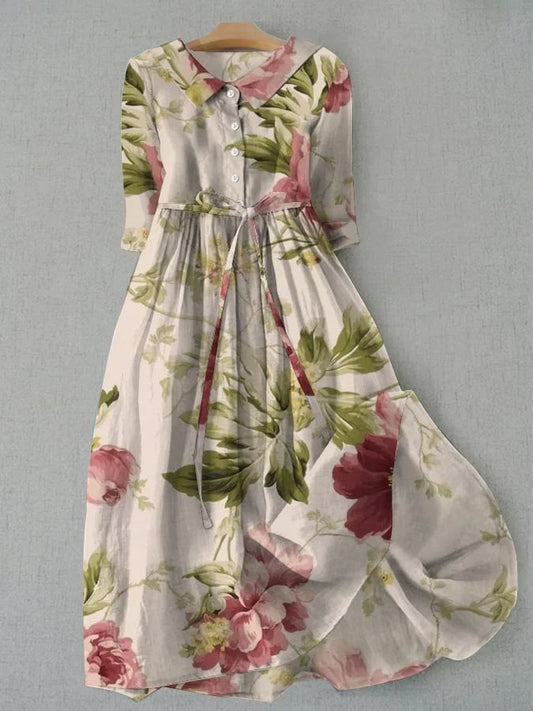 Abito da donna - Abito Estivo Vintage Floreale con Lacci per Invitadas di Matrimonio
