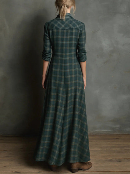 Harper - Abito Camisón Maxi a Quadri Western
