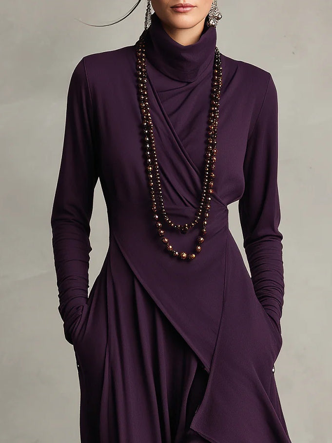 RENATA – ABITO MAXI ASIMMETRICO ELEGANTE CON COLLO ALTO