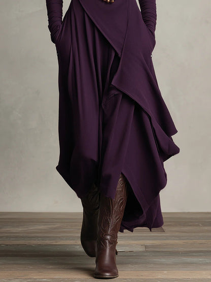 RENATA – ABITO MAXI ASIMMETRICO ELEGANTE CON COLLO ALTO