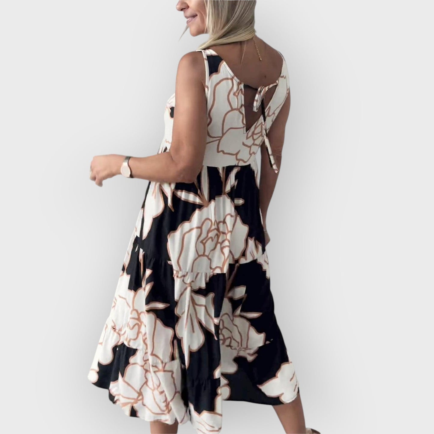 EVITA – ABITO FLOREALE ELEGANTE CON SPALLE DESCUBIERTOS