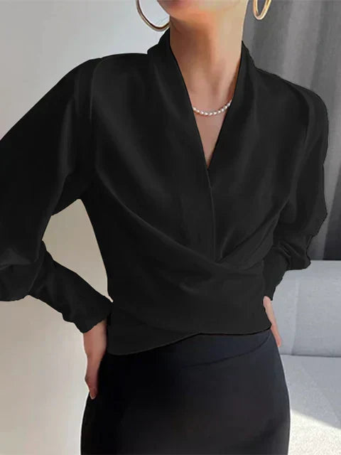 CASSANDRA – BLUSA ELEGANTE CON scollo a V DRAPPEGGIATO