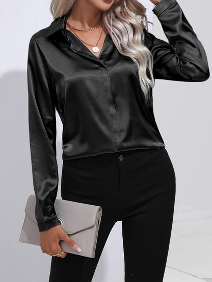 Luna - Blusa Satinada con bottoni