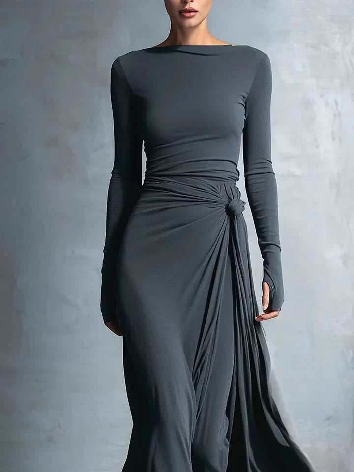Elegante Abito maxi di Jersey con Nudo Lateral