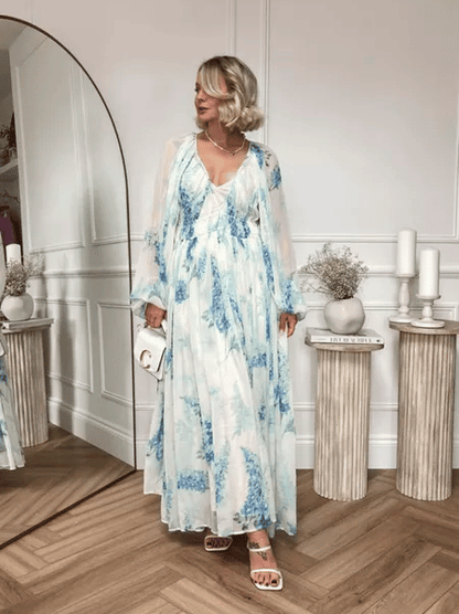 MONROE – ABITO MAXI DI CHIFFON FIORI DEL OCEANO