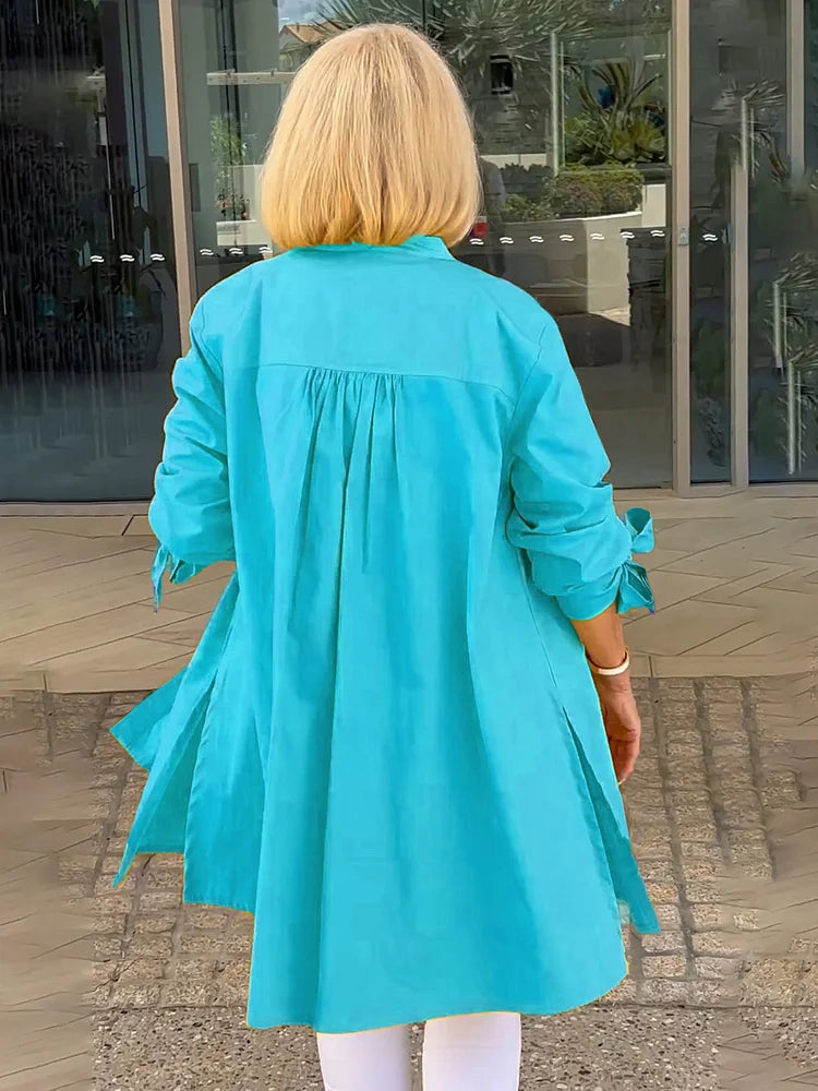 Elliora - Shacket in cotone con schiena arricciata