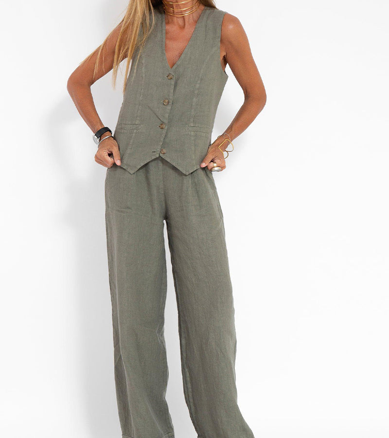 Jessica - Set Gilet Con bottoni & Pantaloni a gamballarga