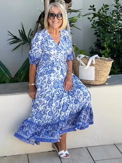Lilara - Abito Floreale Boho con scollo a V Profundo