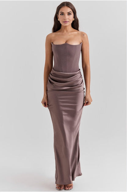 Paloma - Abito maxi elegante di Raso Senza maniche