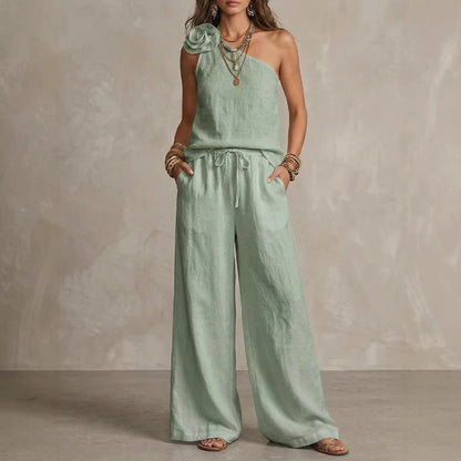 Set Bicolor Elegante - Camicia Senza maniche e Pantaloni