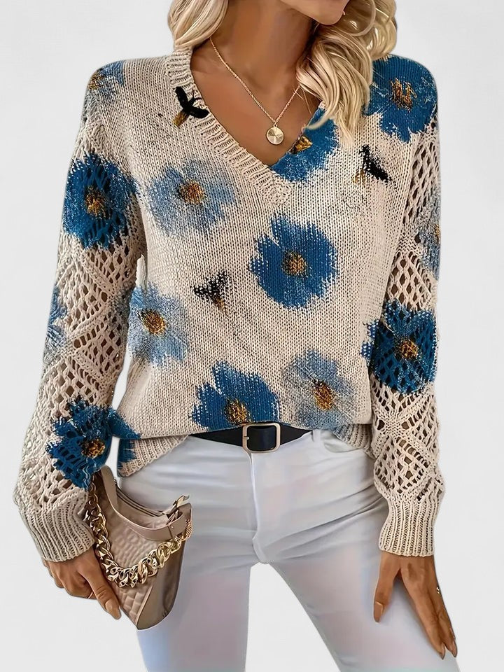 CHARLIE – MAGLIONE DI PUNTO CON FASCINO FLOREALE