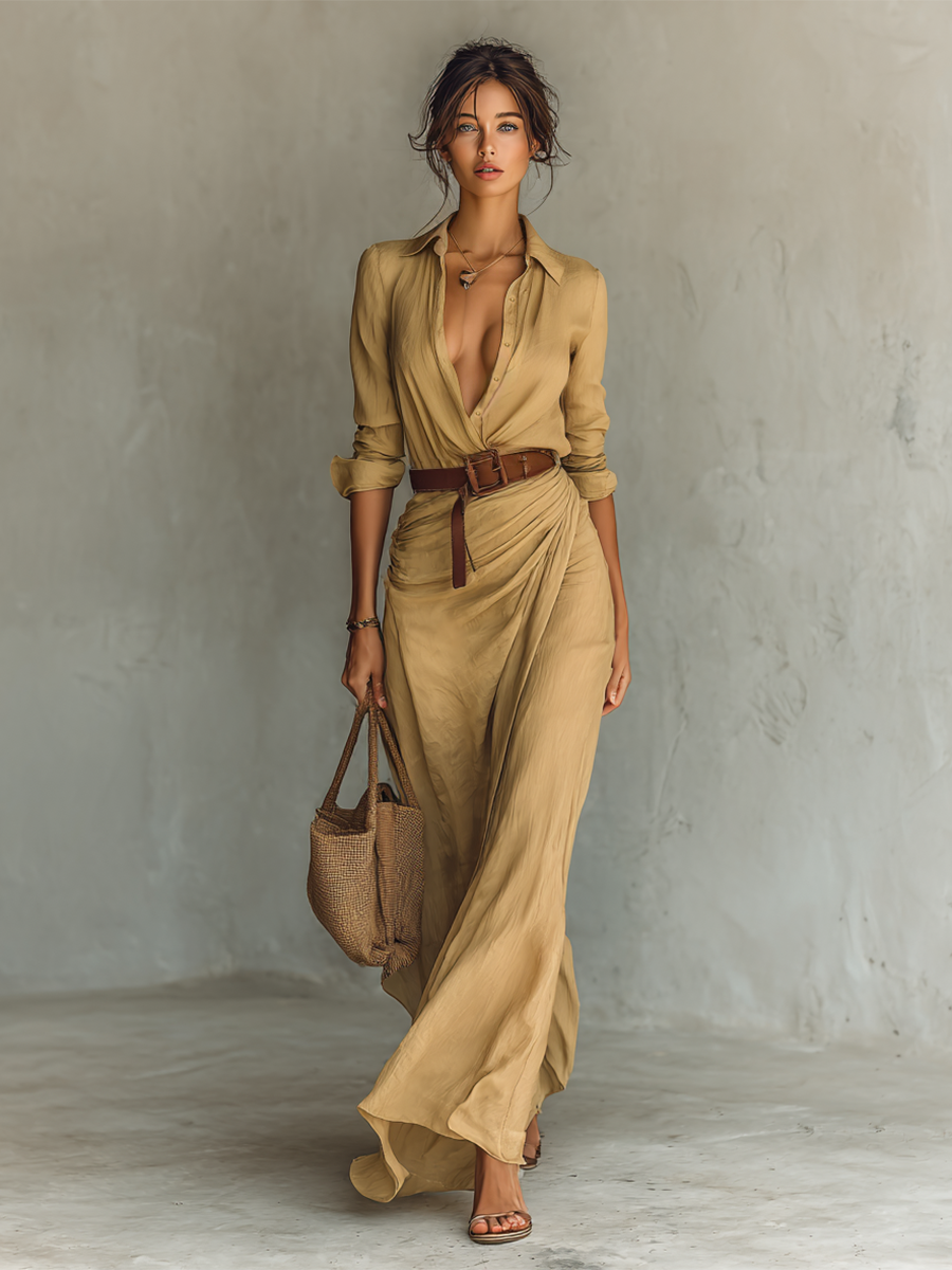 SCARLETT – ABITO MAXI CON DRAPPEGGIATO ELEGANTE