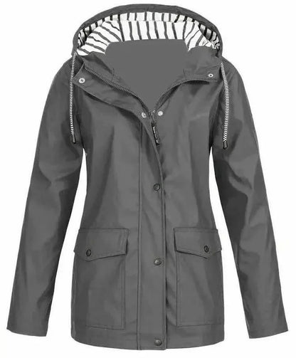 Ilektra - Giacca Elegante a maniche lunghe Impermeabile con cappuccio