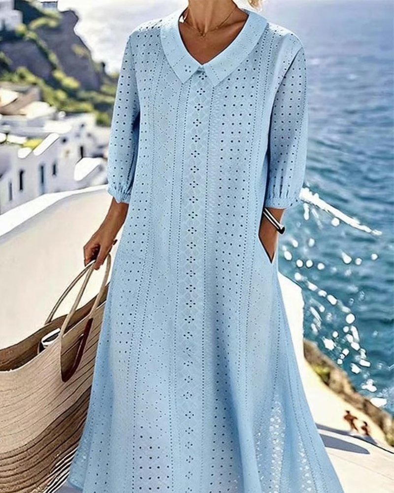 AUTUNNO – ABITO MIDI ELEGANTE CON DETTAGLI DI RICAMO