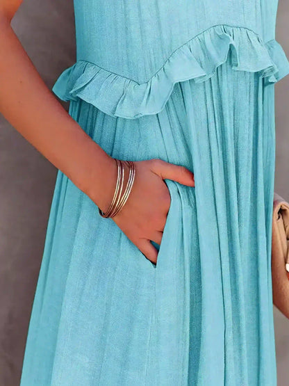 Ilona - Abito Halter con Volant e Tasche Maxi