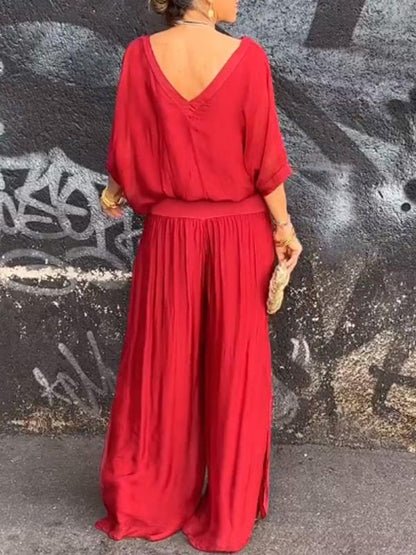 ESMERALDA – SET DI PANTALONI AMPI DI CHIFFON ELEGANTE DI DUE PEZZI