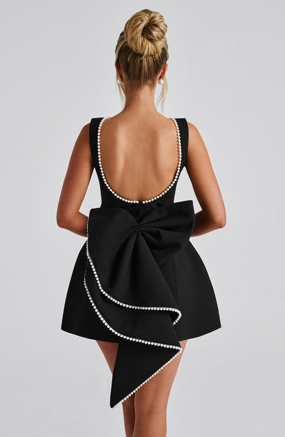 Hollis - Mini Abito Elegante con Fiocco di Perlas