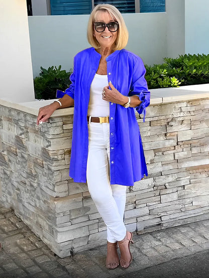 Elliora - Shacket in cotone con schiena arricciata