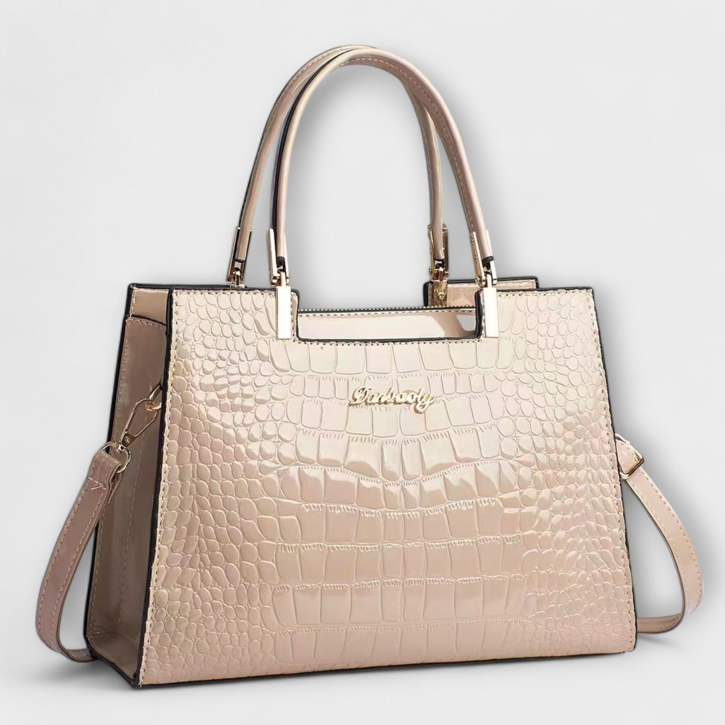 Borsa a Mano Lucida con Motivo Coccodrillo
