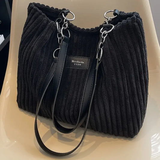 Onyx - Borsa a mano di Velluto a coste di Grande capacità