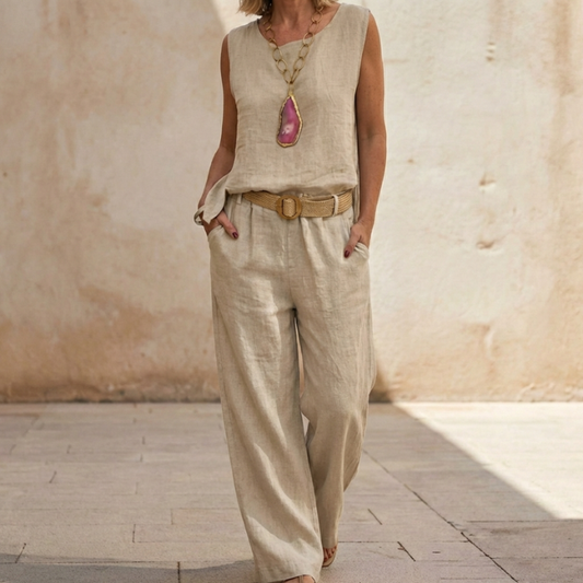 Paloma | Top senza maniche bohemio e pantaloni cropped coordinato