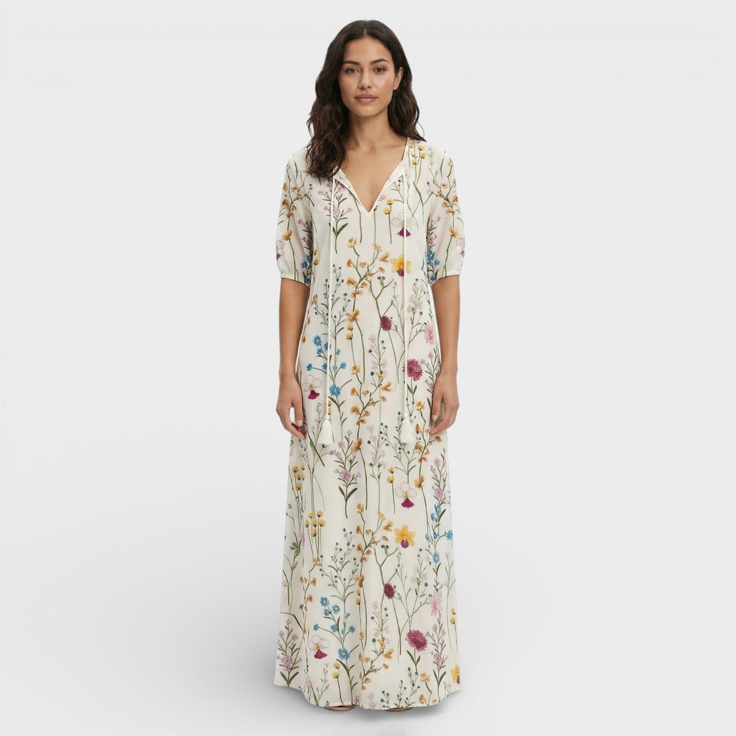 Abito maxi Boho Scollo Pico