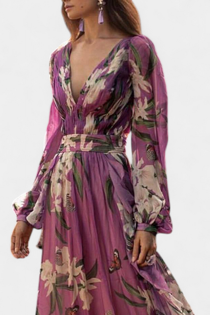 Roselle Abito floreale Casual di Rete con scollo a V