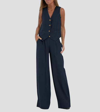 Jessica - Set Gilet Con bottoni & Pantaloni a gamballarga