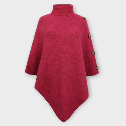 Poncho in maglia Morbido con Dettagli di Bottoni