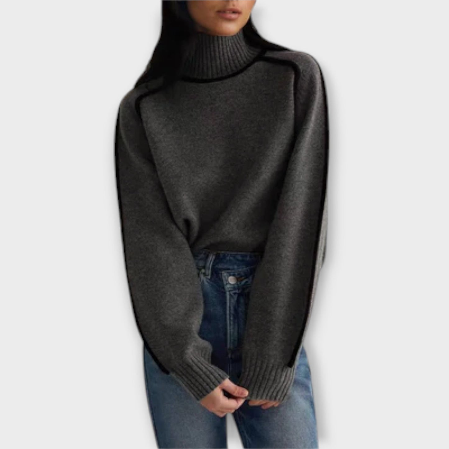 Brielle | Maglione a collo alto da da donna con Texture A coste | Morbido e strutturato